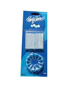 taartkaarsjes blauw / roze / wit